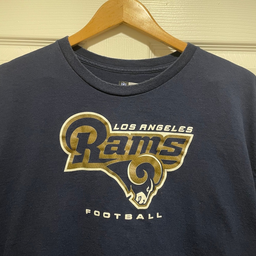 NFL Men's Los Angeles Rams T-Shirt XL Navy Blue Cotton Graphic Football Tee